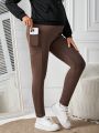 SHEIN Maternity Solid Color Leggings With Side Pockets