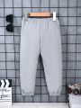 SHEIN Kids EVRYDAY Young Boy'S Cool Outdoor Elastic Waist Smile & Letter Pattern Cargo Pants