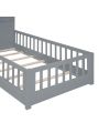 Merax Twin Size House Bed with Window and Bedside Drawers, Platform Bed with Shelves and a set of Sockets and USB Port