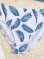 SHEIN Teen Girls Random Tropical Print Cut Out Bikini Swimsuit