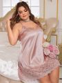 Plus Size Women's Satin & Lace Spliced Cami Nightgown