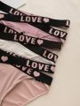 3pack Letter Tape Waist Cut Out Panty