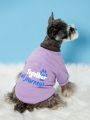 Magic Garden 1pc Purple Pet Slogan Print Warm Pet Dog & Cat Pullover Hoodie