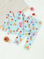 Baby Girls' Cute Full Print Long Sleeve T-Shirt And Skinny Pants Tight Fit Pajama Set, Casual 2pcs