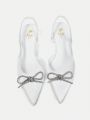 SHEIN Belle Rhinestone Bowknot Decor Women's High Heel Shoes
