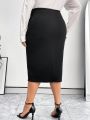 SHEIN Privé Plus Size Women'S Zipper Front Skirt
