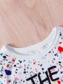 Baby Boys' Casual Cute Print Short Sleeve T-Shirt And Short Set For Summer