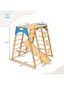 Merax Wooden Indoor Kids Playground Jungle Gym with Slide, Toddlers Wooden Climber 8-in-1 Slide Playset, Wooden Rock Climbing Wall with Rope Wall Climb, Monkey Bars, and Swing for Kids