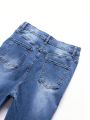 Teenage Boys' Casual Distressed Washed Skinny Jeans
