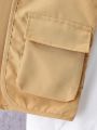 SHEIN Kids SUNSHNE 3pcs/set Boys' Vest Jacket With 3d Pocket Design, Shorts And Short Sleeve T-shirt