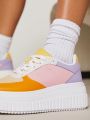 Colorblock Lace Up Front Flatform Sneakers