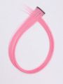 5pcs Set Pink Clip In Synthetic Hair Extension Long Straight For Women Girl Kids With Cosplay
