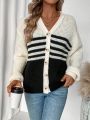 SHEIN LUNE Striped Cardigan Sweater