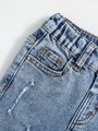 SHEIN Young Boys' Torn Hole & Insert Pocket Denim Jeans