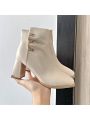 Women's New Style Ankle Boots Square Toe French Chelsea Boots Chunky Heel Versatile Simple Short Boots