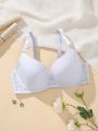 Plus Size Bra With Lace Patchwork And Steel Ring Support