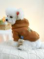 1pc Pet Clothes Hooded Two Feet Garment For Small Dogs & Cats - Brown Pet Jacket & Coat