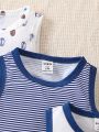 Baby Boys' Basic Vest Top Set, 3pcs Spring/Summer