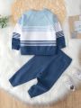 Baby Boy Striped Pattern Raglan Sleeve Sweater & Knit Pants