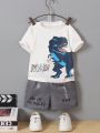 Toddler Boys' Casual Dinosaur & Letter Printed 2pcs Outfits