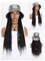 Ombre Braided Synthetic Wig Braiding Box Braids Hair Extensions With Summer Foldable Bucket Hat