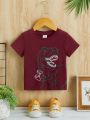 SHEIN Baby Boys' Casual Dinosaur Game Console Printed T-Shirt