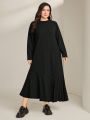 SHEIN Mulvari Plus Size Solid Color Long Sleeve Dress