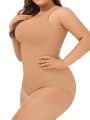 Plus Size Solid Color Bodysuit For Shaping