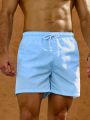 Men's Solid Color Drawstring Beach Shorts
