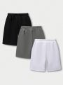 SHEIN Kids EVRYDAY Tween Boys' Tween 3pcs Casual Comfortable Elastic Waist Shorts With Drawstring