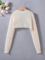 Teen Girl Solid Color Ribbed Knit Front Open Cardigan