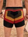 Manfinity RSRT Men's Drawstring Hollow Out Crochet Shorts