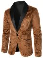 Manfinity Men's Jacquard Blazer & Solid Color Trousers Suit