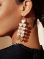 SHEIN SXY 1pair Heart Shape Fashionable Personality Fringe Earrings