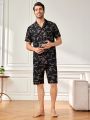 Men'S Cartoon Bear Printed Short Sleeve Homewear Set