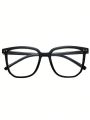 1pc Gradient Black Frame Fashionable Irregular Shape Anti-blue Light Glasses, Korean Style