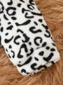 Baby Leopard Print Zip Up Hooded Flannel Jumpsuit