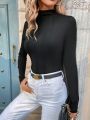 SHEIN Clasi Mandarin Collar Long Sleeve Bodysuit