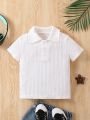 SHEIN Kids SUNSHNE Little Boys' Simple Wheat & Braided Pattern Polo Shirt