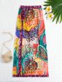 Teen Girl's Tropical Plant Printed Cover Up Skirt
