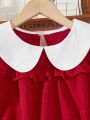 SHEIN Kids FANZEY Tween Girls' Color Block Doll Collar Dress