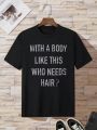 Men'S Plus Size Slogan Printed Short Sleeve T-Shirt