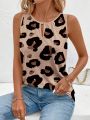 SHEIN LUNE Summer Leisure Leopard Print Hollow Out Tank Top