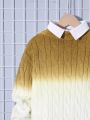 SHEIN Tween Boy Ombre Cable Knit Drop Shoulder Sweater Without Shirt