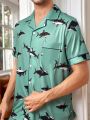 Men'S Shark Printed Short Sleeve Homewear Set