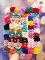 70pcs Girls' Cute Candy-colored Flower & Bowknot Hair Clips