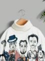 SHEIN Kids EVRYDAY Boys' Casual Comfortable Cartoon Character Print Round Neck Sweatshirt