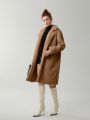 Anewsta Solid Color Furry Double-breasted Coat With Lapel Collar