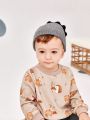 Cozy Cub Baby Boys' Cartoon Animal Print Round Neck Sweatshirt And Jogger Pants Set