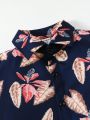 Little Boys' Leaf Print Shirt And Shorts Set
